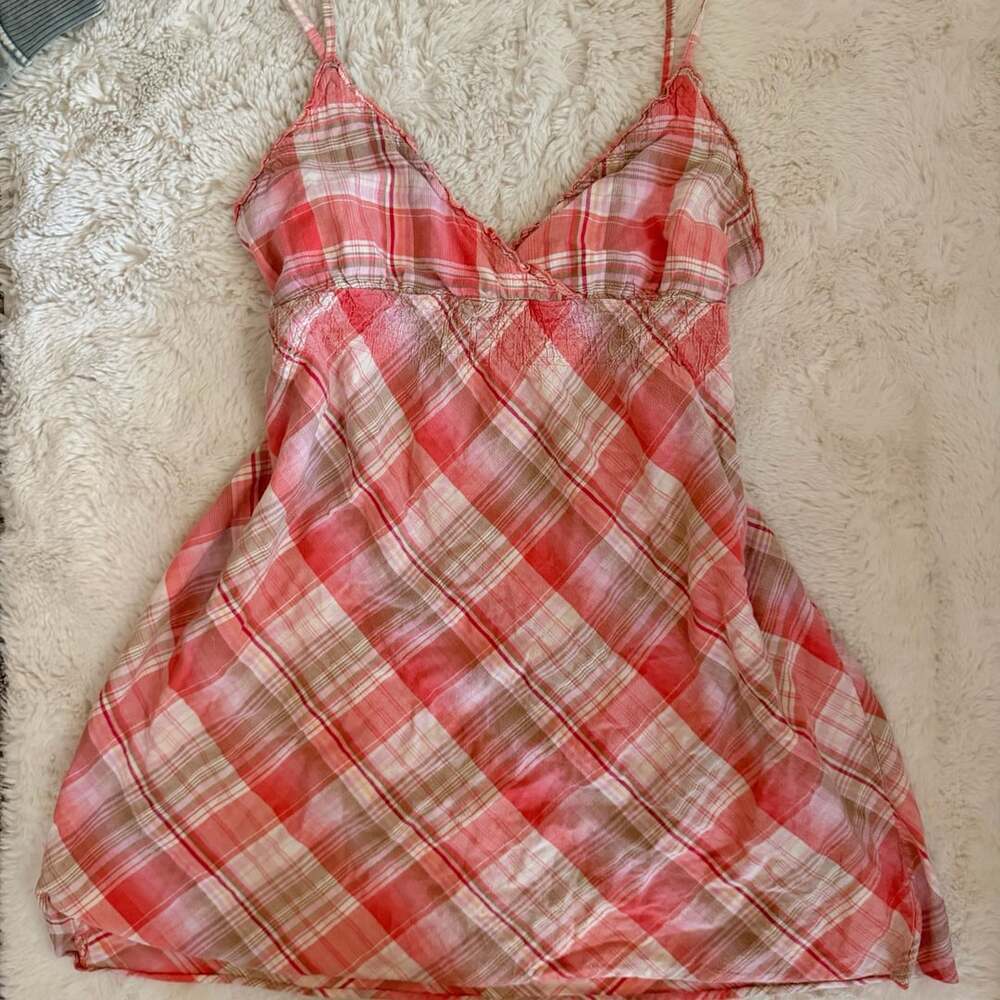 No Boundaries Juniors Pink Plaid Babydoll Dress Size XL 15/17 Y2K